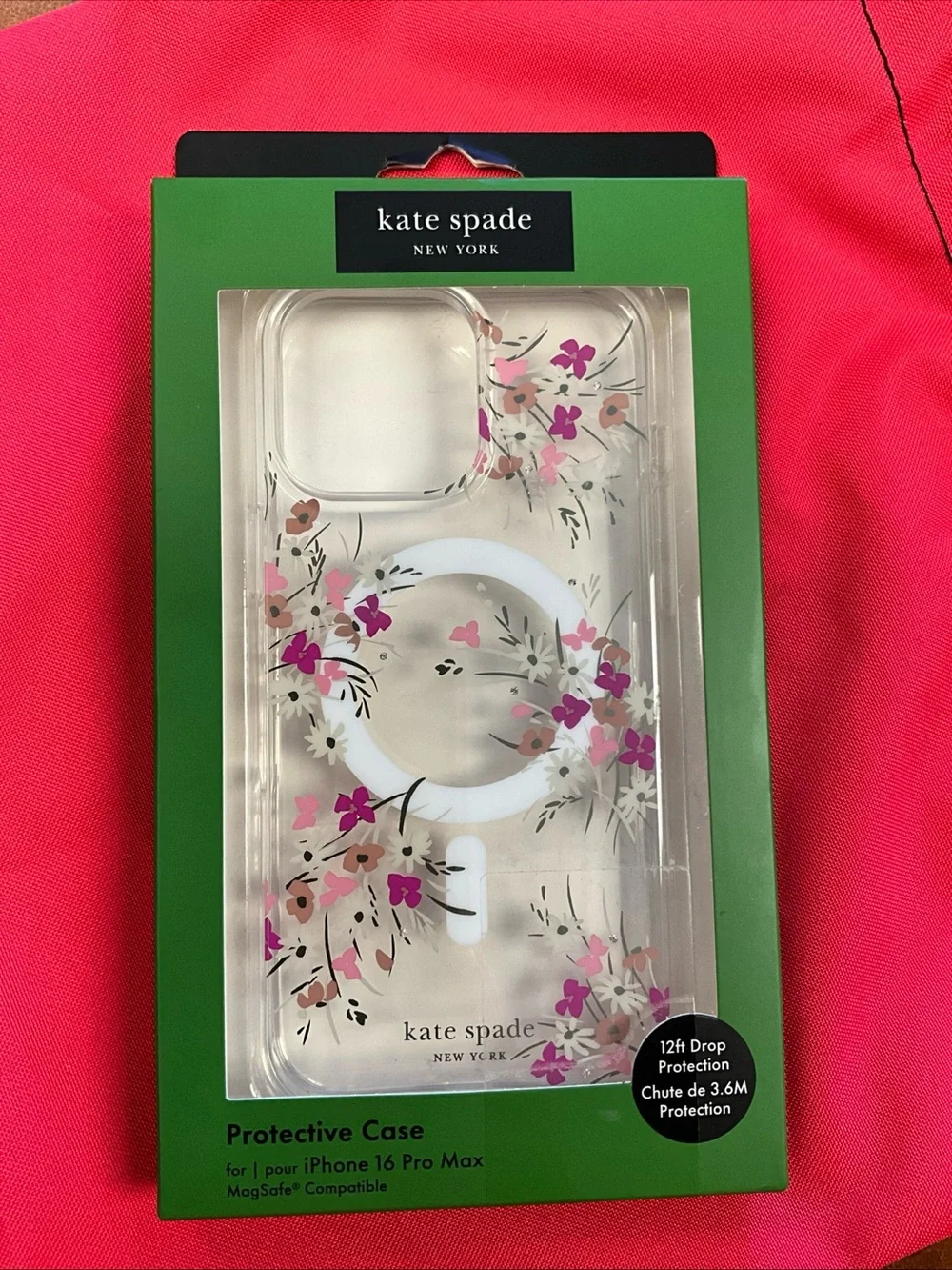 kate spade Clear Floral iPhone 16 Pro Max Case with Pink & Peach Flowers